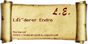 Lóderer Endre névjegykártya