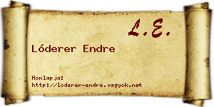 Lóderer Endre névjegykártya